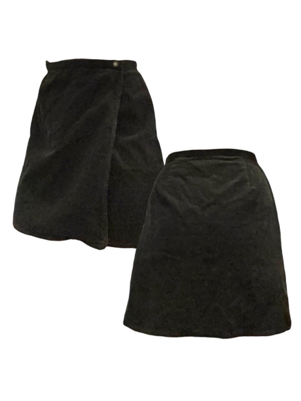 Vintage Old Navy Corduroy Black Wrap Button Skirt